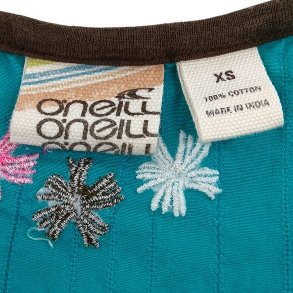 O'NEILL Women's Tank top- SIZE XS- Aqua Green- Brown- Flowers- Summer-Cool-Light - Picture 11 of 12